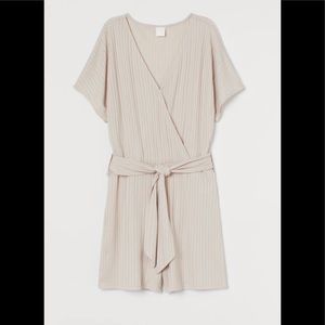 H&M Beige Tie Wrapover Romper